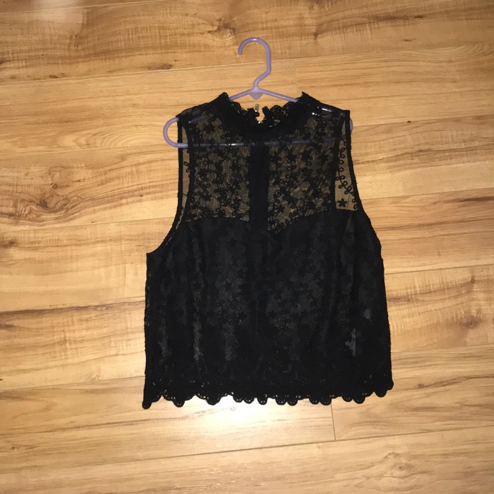 Black lace crop top